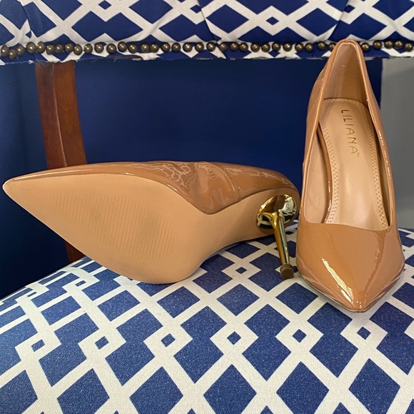 Cognac brown gold pointed classic high heel pumps sz 10 - Picture 7 of 8